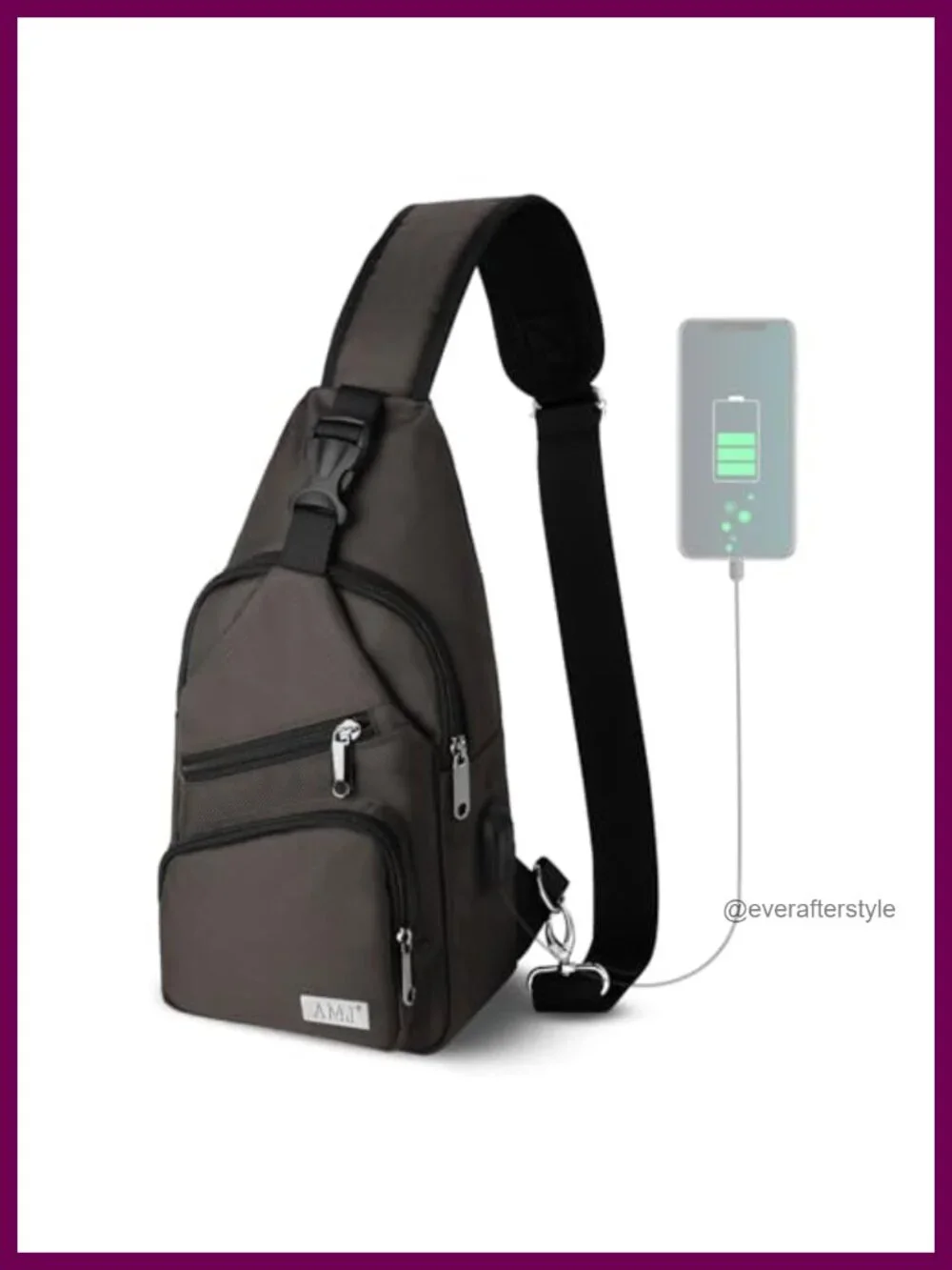 Nylon Crossbody Sling Bag Hiking Daypack Adjustable Strap Multi-Pocket Chest